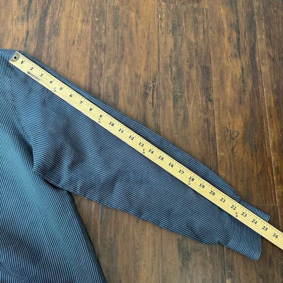 ARMANI COLLEZIONI Shirt Blue Black Pinstriped Button Up Office Preppy - Picture 10 of 10